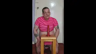 Crossdresser Explores Ass-to-Mouth Play With Toys