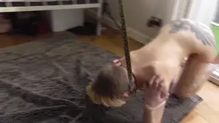 Bound Girlfriend Pisses and Takes a Hard Doggy Fuck