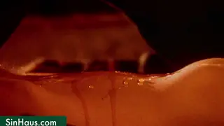 Blonde and Brunette Stars Endure Candle Wax Play in Bondage Lingerie