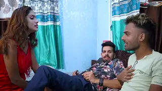 Indian MILF Shares Deep Throat in Threesome with Boyfriend and Friend