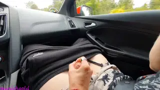 Busty Wife Delivers a Dual Handjob and Blowjob Outdoors