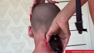 European Femdom Shaves Her Submissive Teen in Close-Up