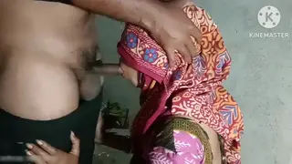 Village Bhabhi Kneels for Her Husband's Cock