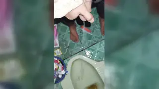 Indonesian Teen in Leather Underwear Strokes to Climax