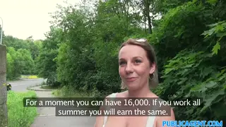 Busty Amateur Takes Doggystyle in Forest for Cash