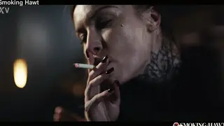 Inked Femdom Smokes While Draining Cock POV Style