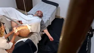 Doctor Pegs Her Patient During a Prostate Exam on the Desk