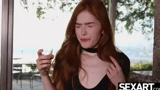 Redhead Petite Rides Toy to Shaking Climaxes