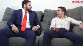 Two Suited European Men Explore Bisexual Curiosity