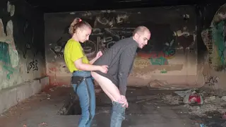 Femdom Wife Pegs Husband in Abandoned Bunker