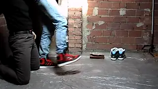 Karateka Presses His Feet Into a Willing Partner