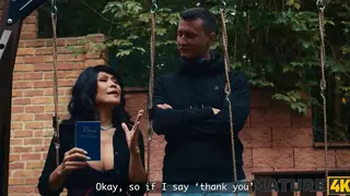 Asian Mature Woman Rides European Neighbor
