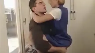 Blonde Gives Blowjob and Takes Cumshot in Bathroom