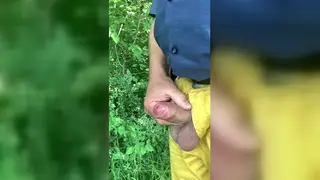 Hairy European Daddy Strokes Massive Uncut Cock Outdoors