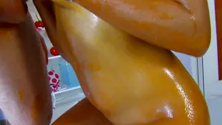Skinny European Housewife Explores Anal With Food Play