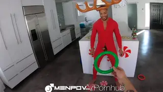 Muscular Ebony Hunk Gives POV Blowjob for Holiday