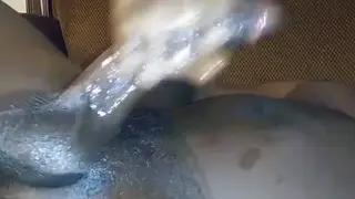 Amateur BBC Handjob Drains Heavy Load Across Bedroom and Bathroom