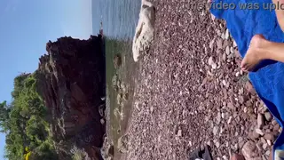 Brunette Beauty Gets Creampied on Crowded Public Beach