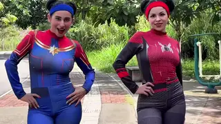 Cosplay Teen Takes Anal Creampie in Wild POV Threesome