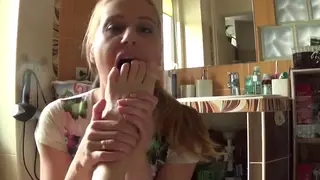 Blonde and Brunette MILFs Explore Foot Fetish in Bathroom