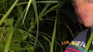 Hairy Guy Enjoys Outdoor Blowjob In Park Bushes