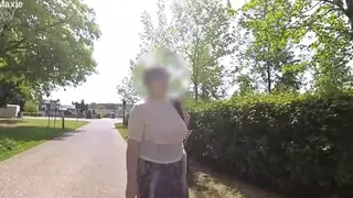 Curvy BBW MILF Flashes Huge Natural Tits on Public Street