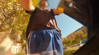 Latino Twink Flashes Hard Cock While Riding Scooter Outdoors
