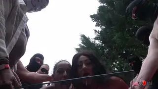 Petite Euro MILF Takes Creampie Gangbang Outdoors