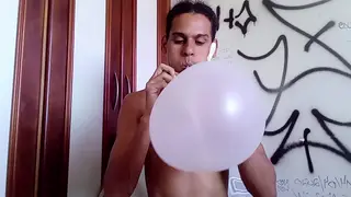 Mature Latino Demonstrates DIY Latex Glove Toy Before Cumshot