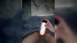 Solo Guy Slides Vibrating Dildo Deep Inside