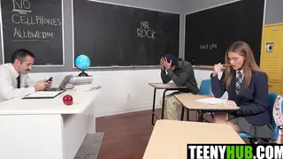 Petite Student Takes Her Teacher in a Classroom POV