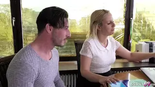 Blonde European Teen Swallows After Classroom Anal