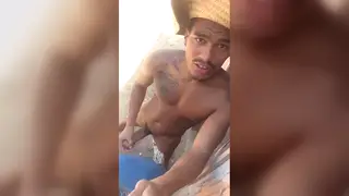 Brazilian Guy Strokes His Cock Outdoors