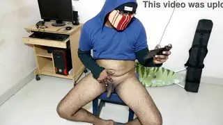 Amateur Kneels and Milks a Thick Cock While Watching Porn
