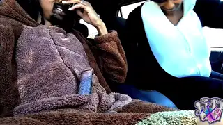 Ebony MILF in Cosplay Swallows BBC in Car