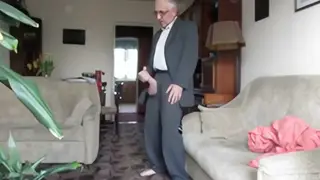 Mature Man Strokes His Big Cock to a Messy Finish