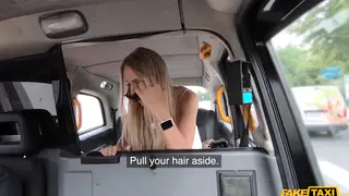Blonde MILF Swallows Driver's Load in Taxi