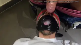 Submissive Guy Takes Cumshot and Piss in Rough Session