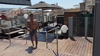 Tattooed European Studs Bareback by the Pool