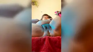 Ebony BBW Cosplay Genie Uses Vibrator on Hairy Bush