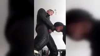 Leather-Clad Guy Works Himself to a Powerful Release