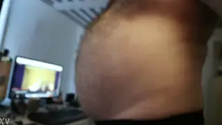 Hairy Bear Flaunts Heavy Belly in Sensual Solo Tease