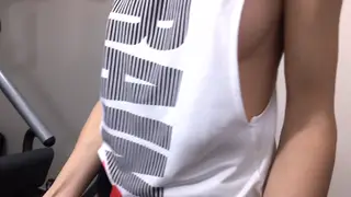 Petite Brunette Rides a Dildo Solo on a Treadmill