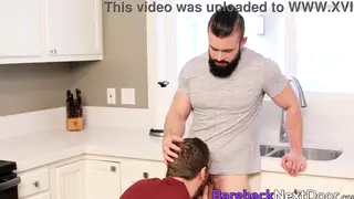 Bearded Muscle Hunk Barebacks Jock Buddy Deep