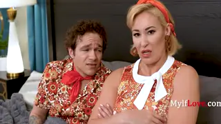 Busty Stepmom Rides Older Man on Live Broadcast