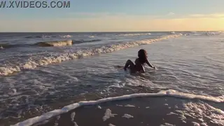 Curvy Ebony Lesbians Eat Pussy on Public Beach