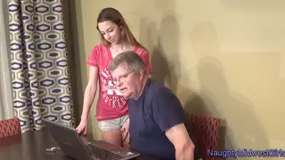 Older Man Fills Nanny With Creampie During Table Roleplay