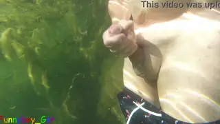 Solo Guy Strokes Himself Underwater in a Mountain Lake
