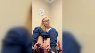Blonde Nurse MILF Vibrates to Orgasm in Office
