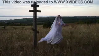 Mature MILF Performs Holiday Cosplay Ritual in Forest Clearing